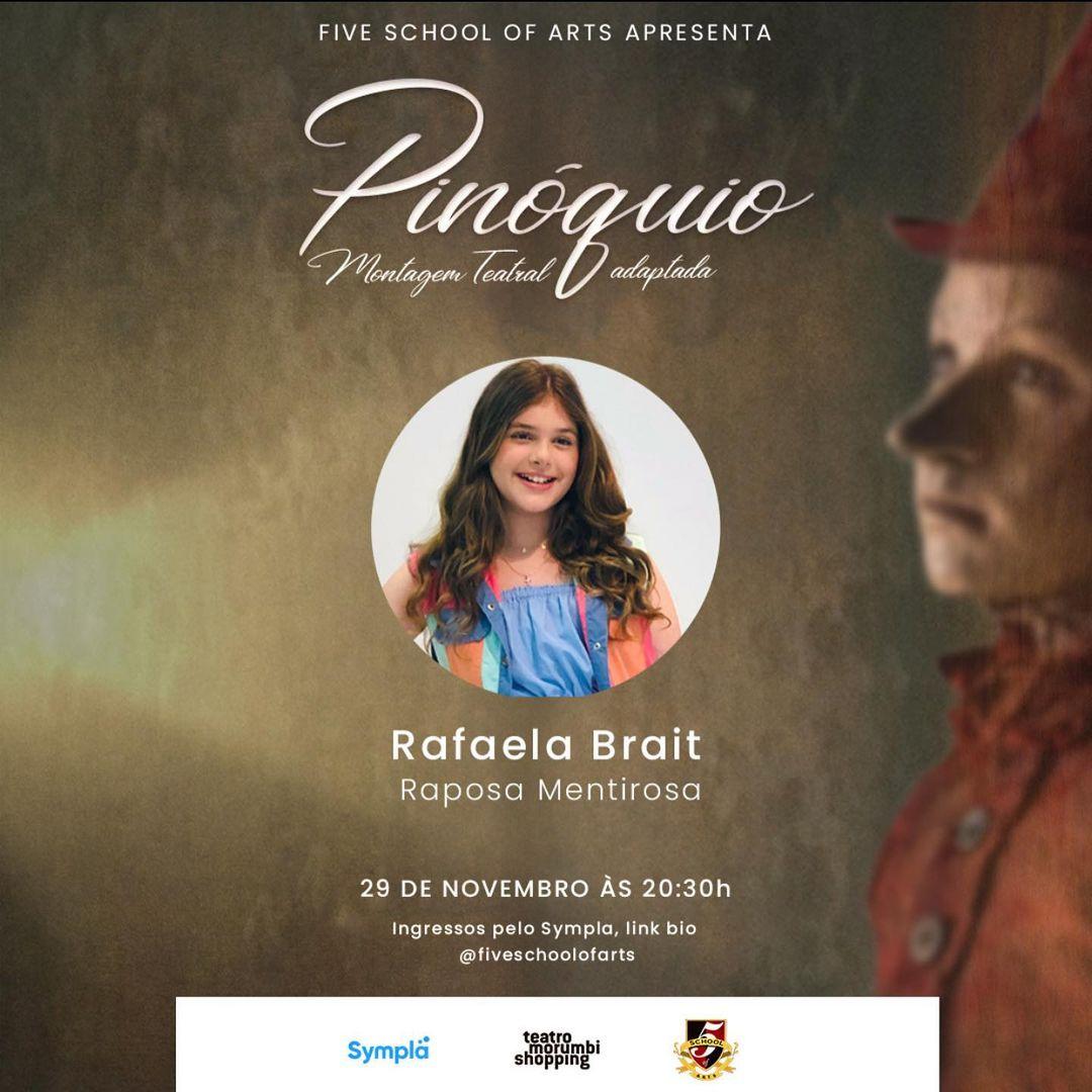 Rafaela Brait integra o elenco de “Pinóquio” com direção geral de Cynthia Falabella