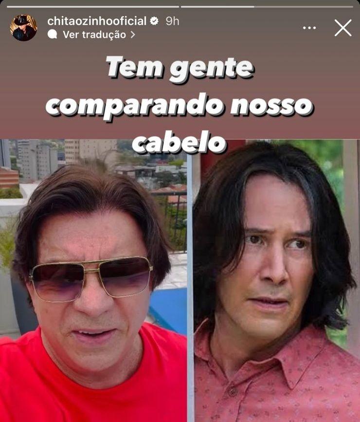 Chitãozinho aparece mais cabeludo nas redes sociais e faz brincadeira comparativa ao ator Keanu Reeves