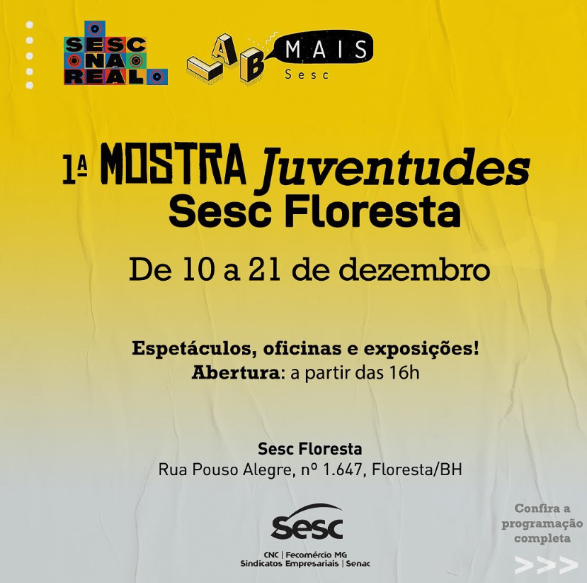 Sesc Floresta realiza evento gratuito com apresentações artísticas, exposições de artes visuais e oficinas para o público jovem