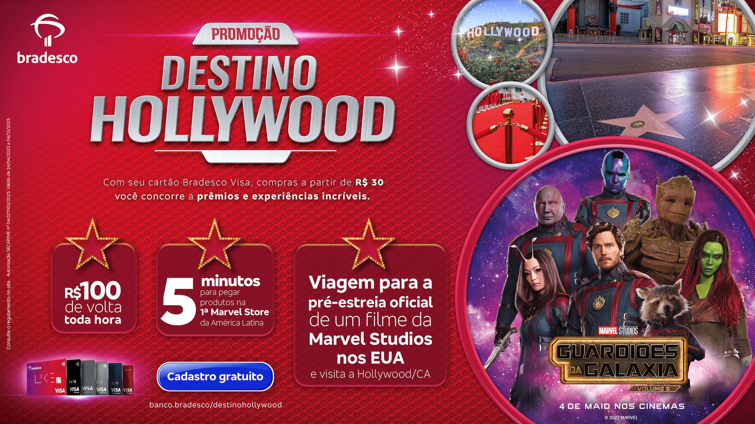 Bradesco e Visa levarão clientes para uma premiere exclusiva da Marvel Studios nos EUA e visita a Hollywood, na Califórnia