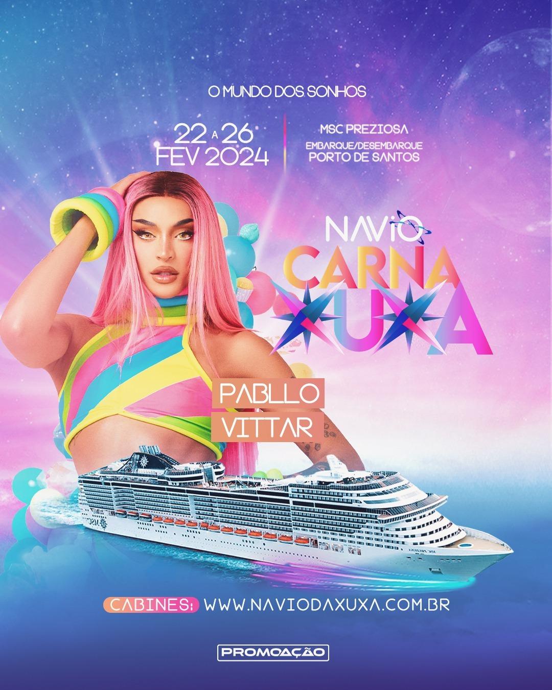 Pablo Vittar é mais uma atração confirmada para o navio “Carna Xuxa”