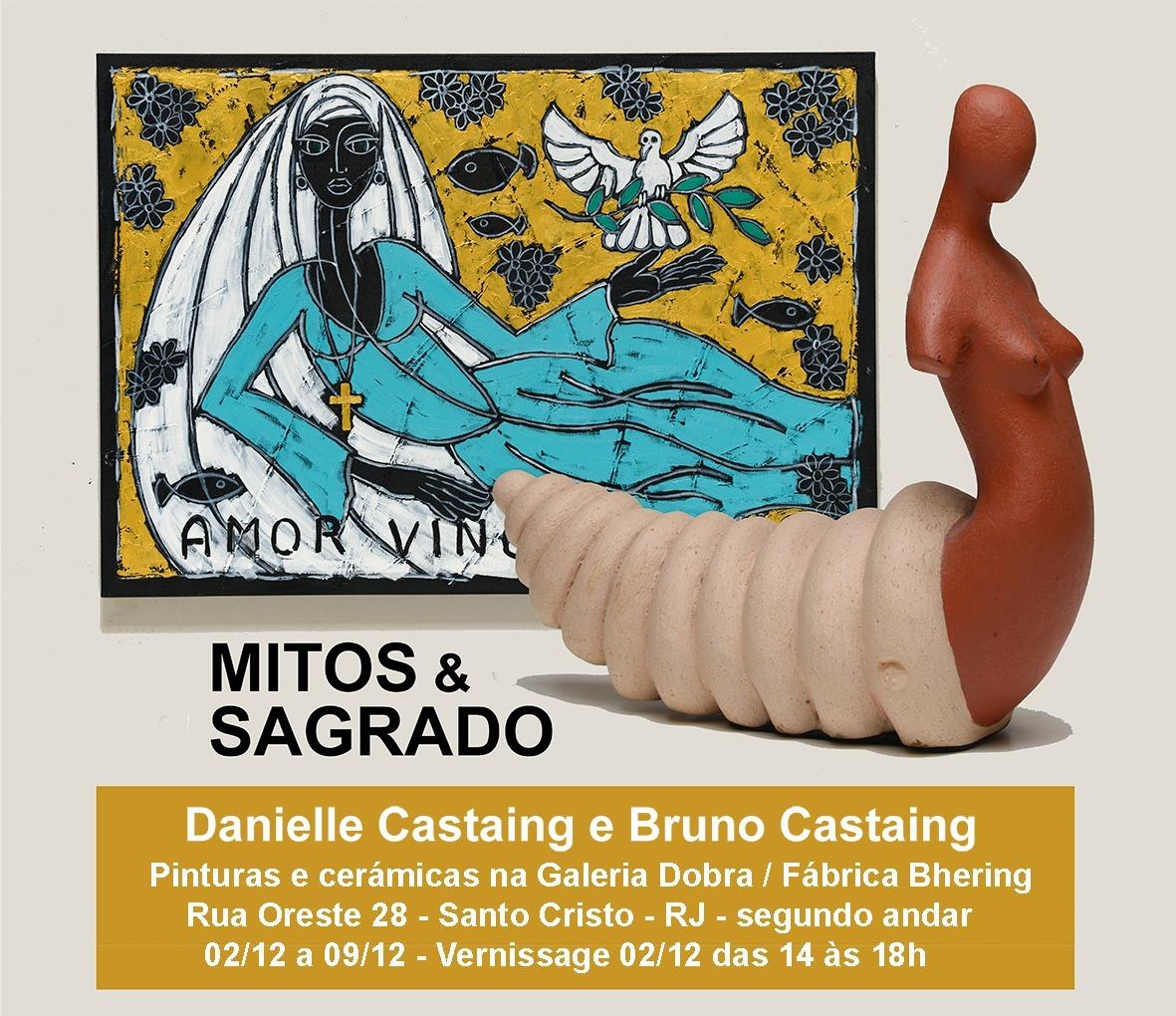 Exposição ‘Mitos & Sagrado’ reúne obras de mãe e filho na Galeria Dobra