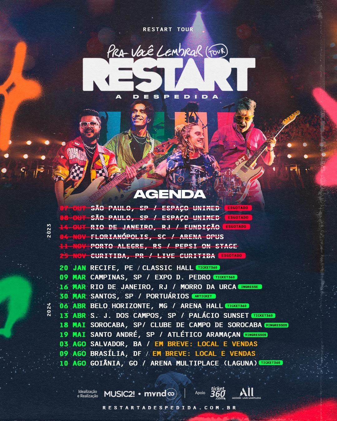 Restart anuncia novas datas da turnê de despedida em 2024