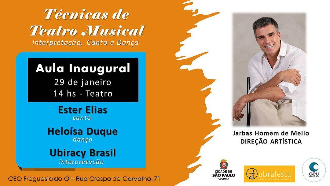 Oficinas gratuitas de teatro musical com Jarbas Homem de Mello em São Paulo