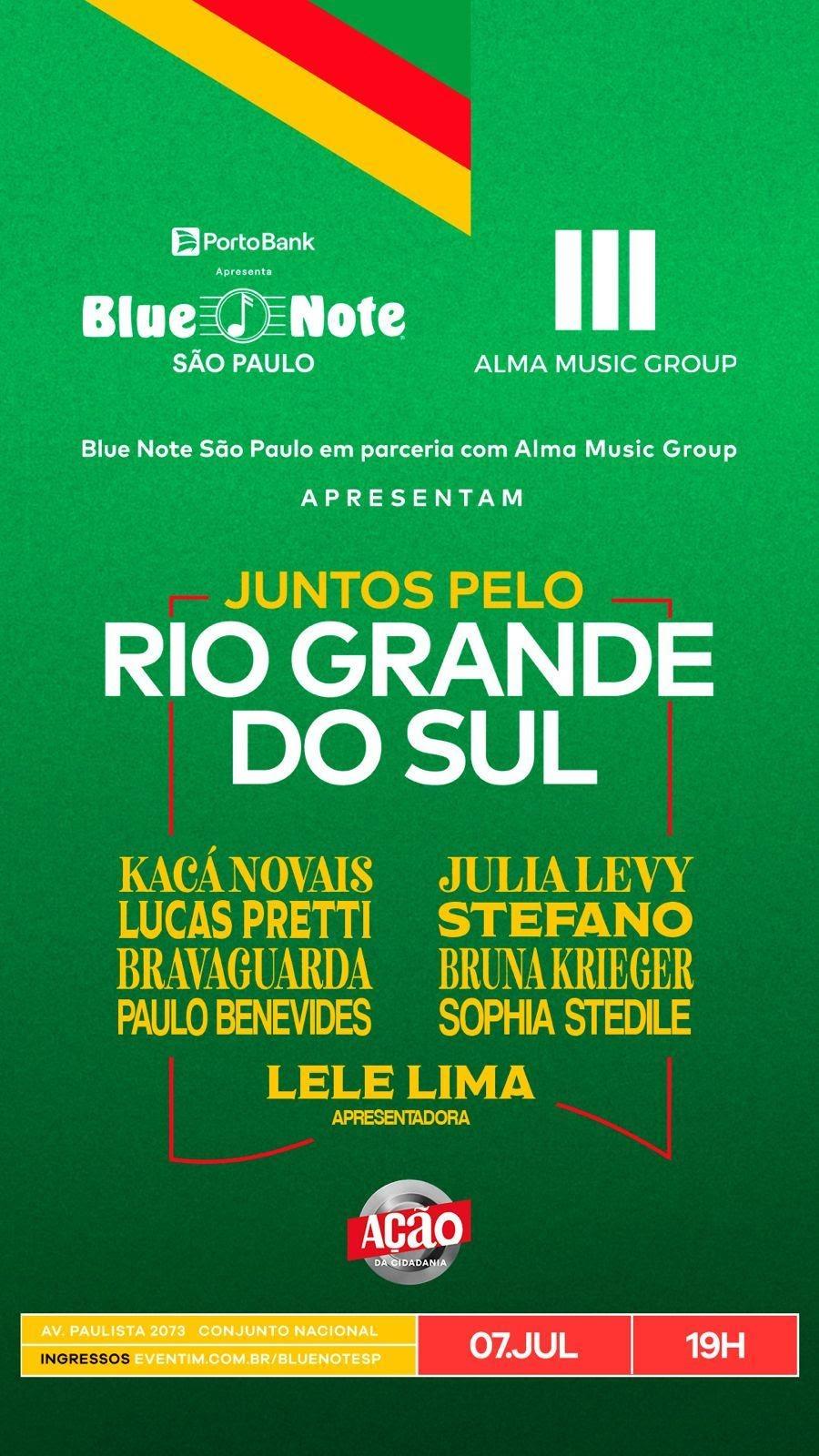 Blue Note São Paulo promove show beneficente para o RS