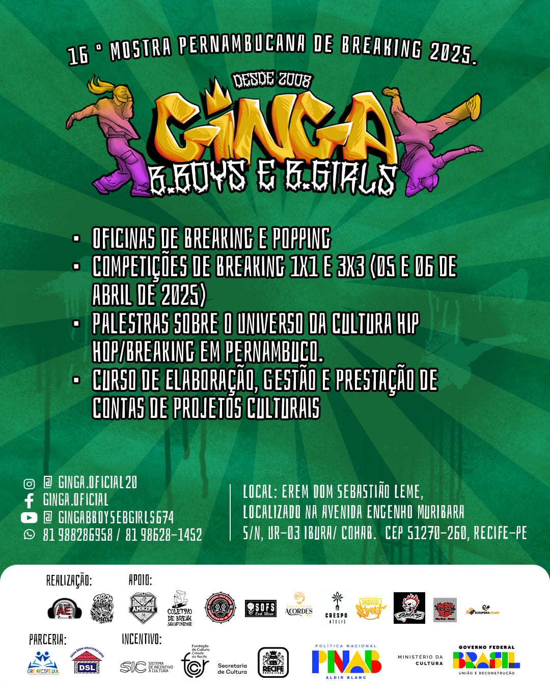 Breaking Ginga agita Ibura com dança e cultura Hip Hop