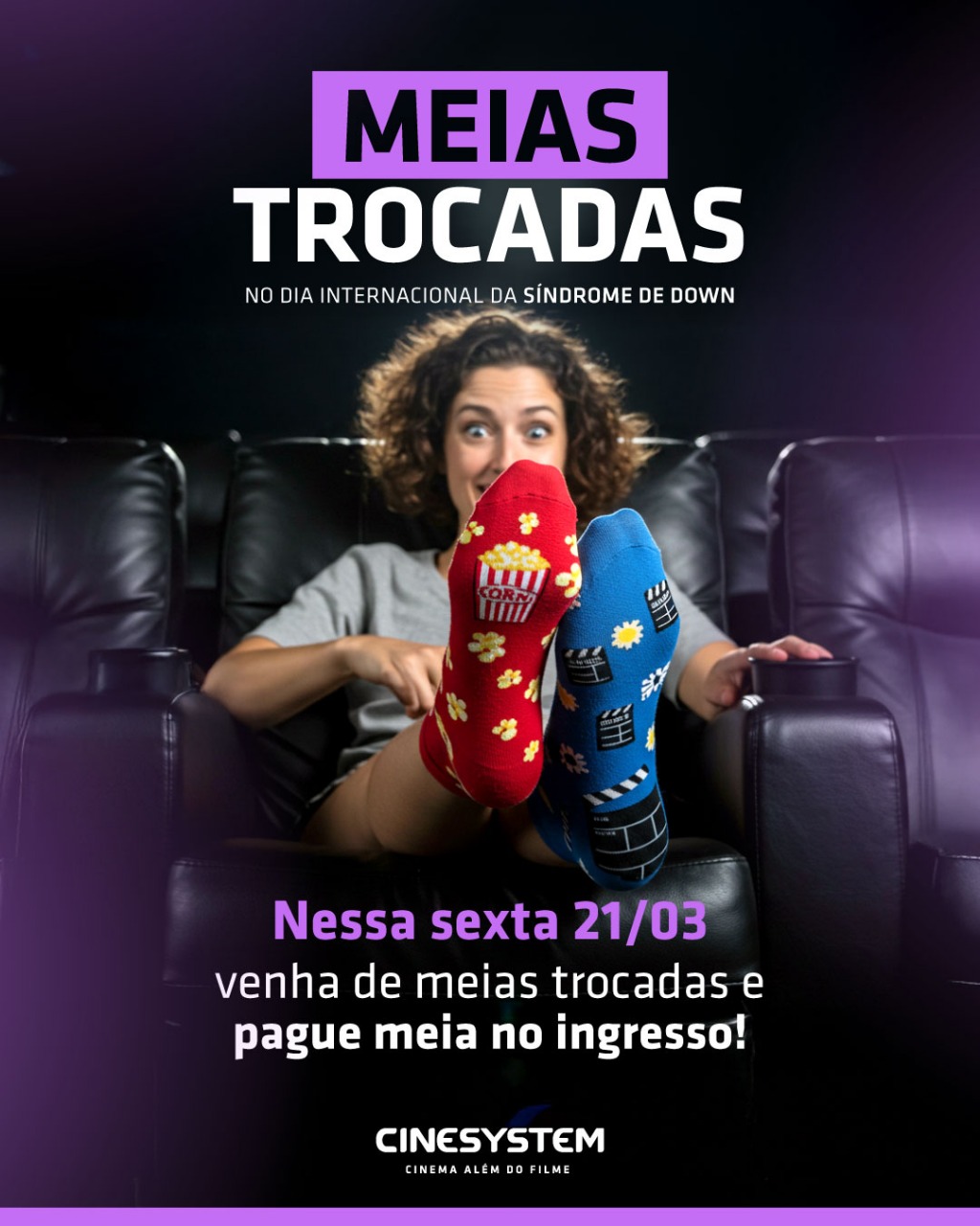 Meias trocadas garantem meia-entrada na Cinesystem