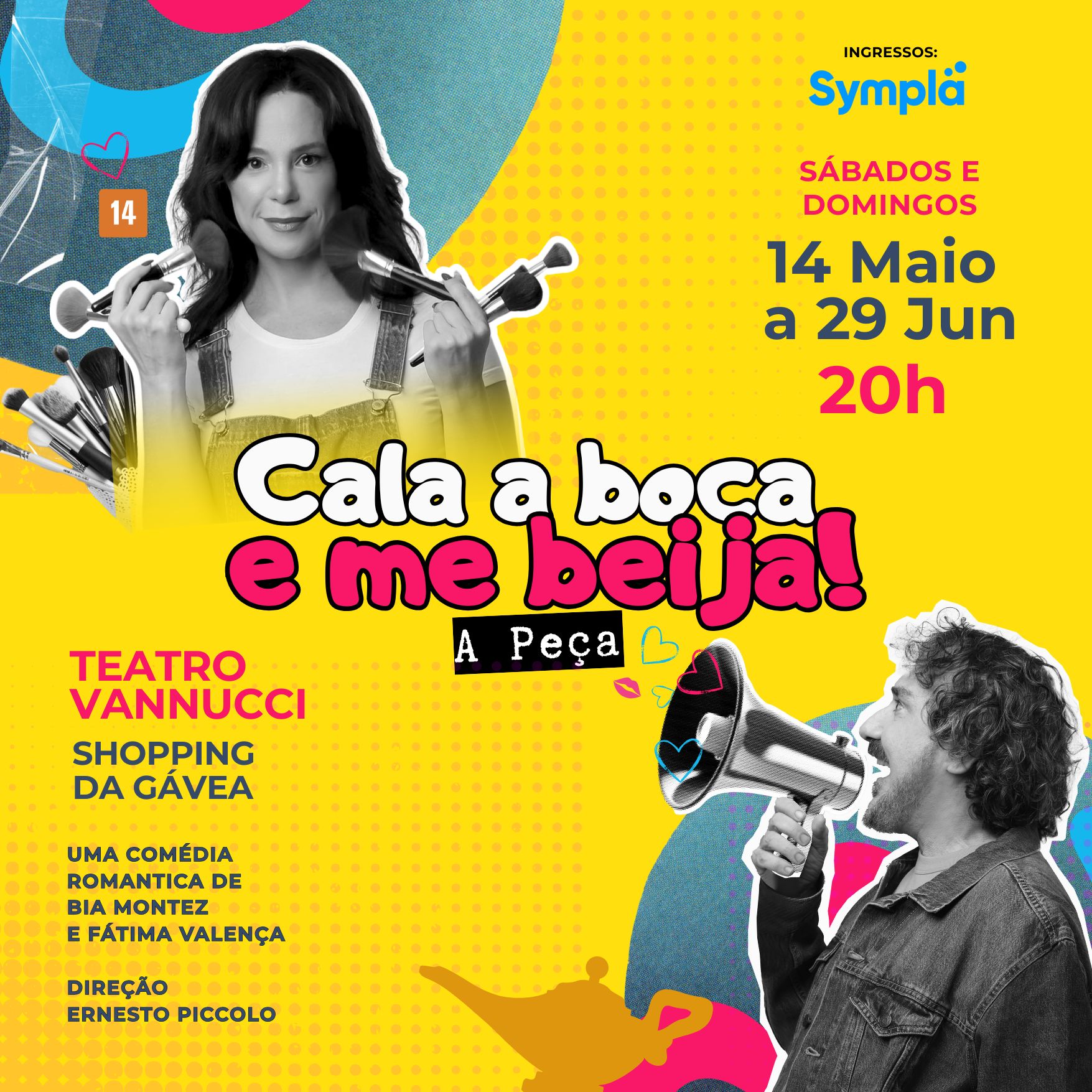 Comédia “Cala a Boca e Me Beija” chega ao Teatro Vannucci