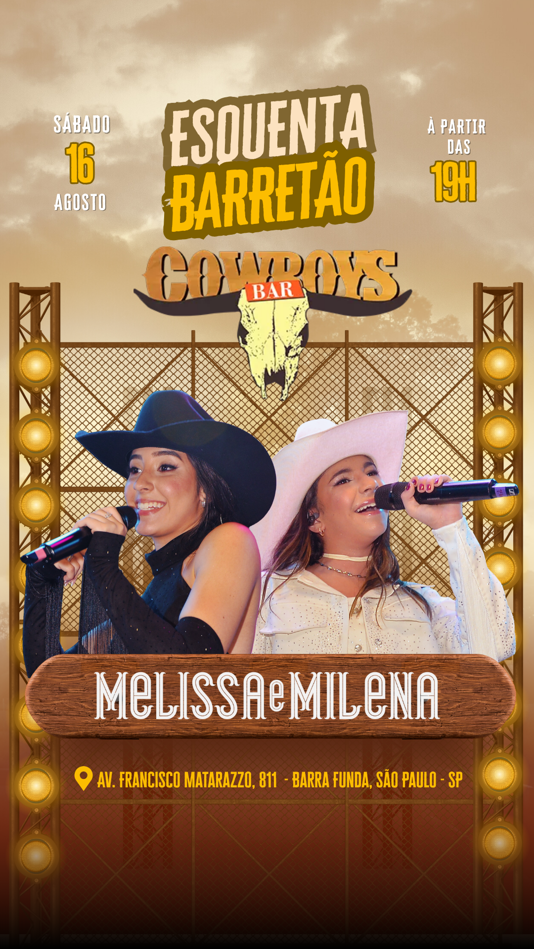 Melissa e Milena comandam Esquenta Barretão no Cowboys Bar em SP