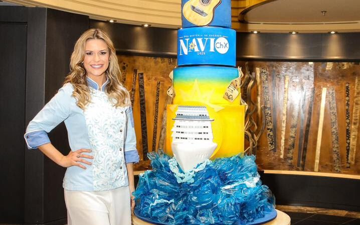 Bolo de 1,42 m de Beca Milano impressiona no Navio CH&X
