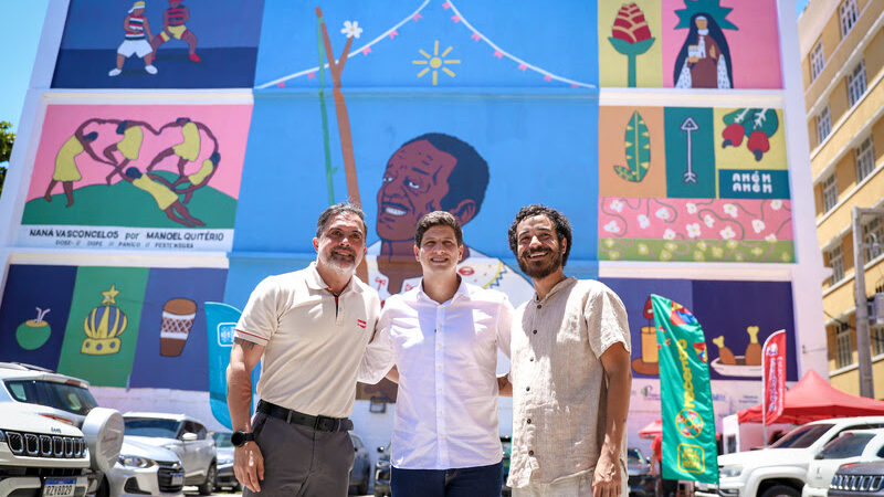 Tintas Iquine apoia megamural em homenagem a Naná Vasconcelos no Recife