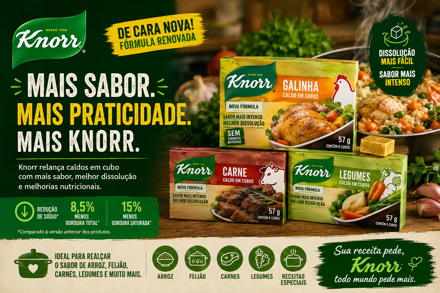 Knorr relança caldos em cubo no Brasil