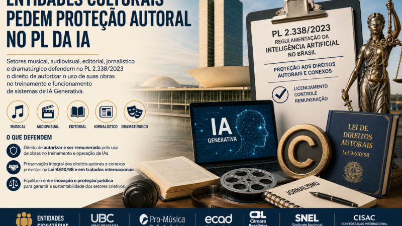 Entidades culturais pedem proteção autoral no PL da IA