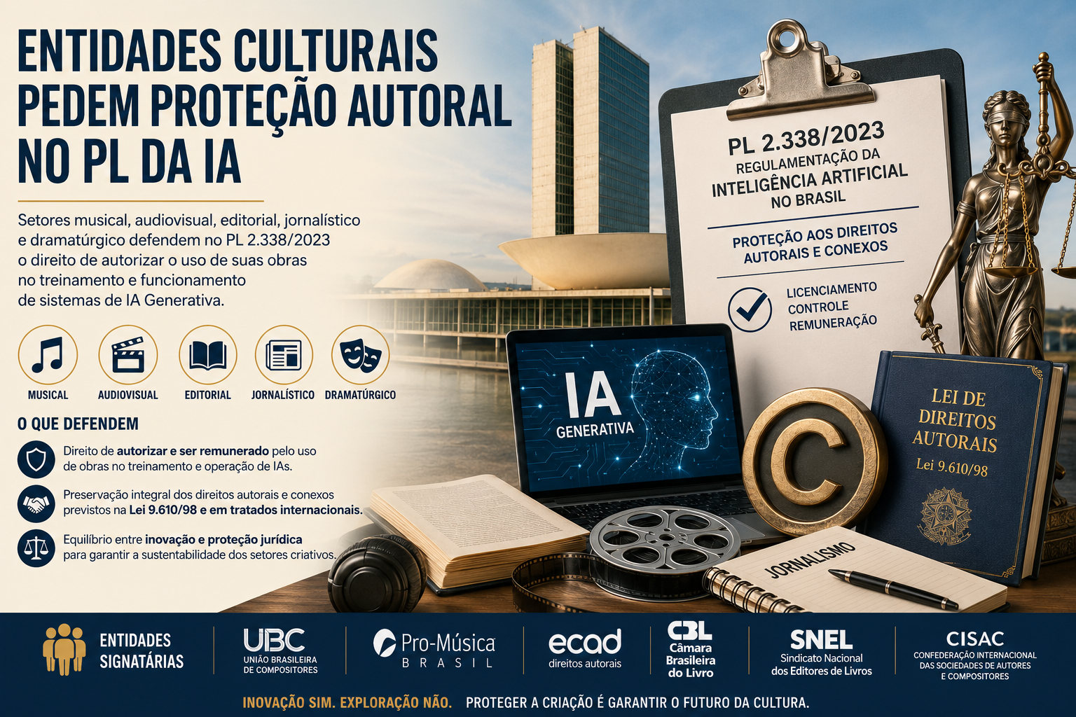 Entidades culturais pedem proteção autoral no PL da IA