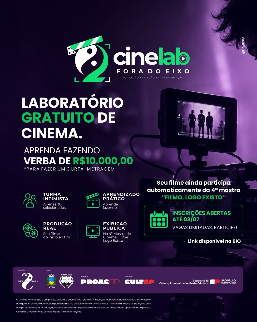 CineLab Fora do Eixo abre inscrições em Caconde