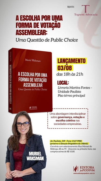 Muriel Waksman lança livro sobre votação empresarial
