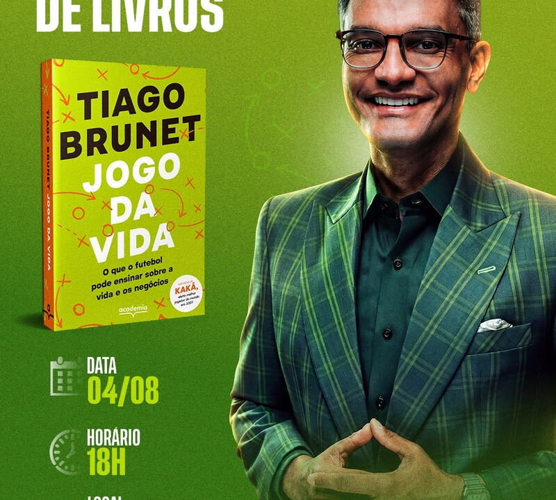 Tiago Brunet autografa livro Jogo da Vida em SP