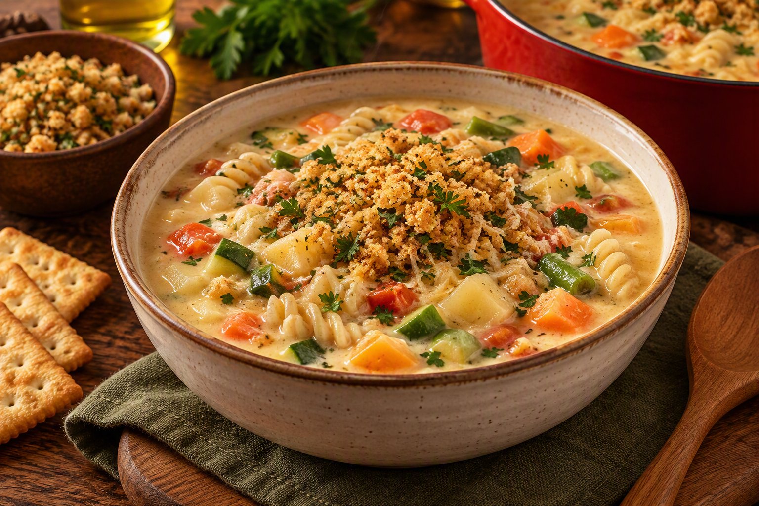 Sopa cremosa de legumes com queijo rende 8 porções